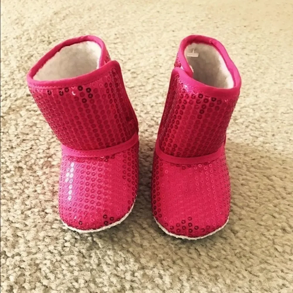 Pink Sequined Boots Size 2